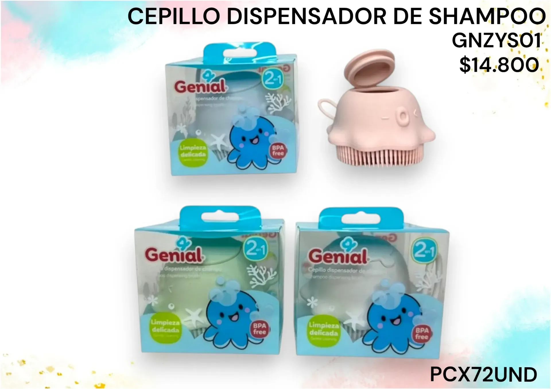 Cepillo Dispensador De Shampoo Gnzys01 *72Und