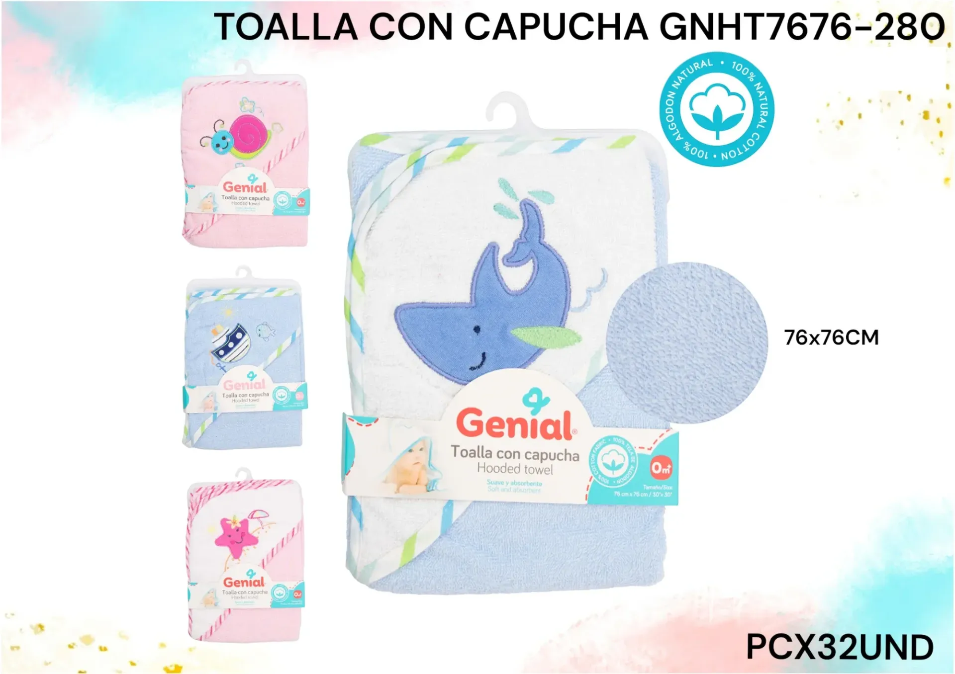 Toalla Con Capucha Gnht7676-280 Pcx32Und