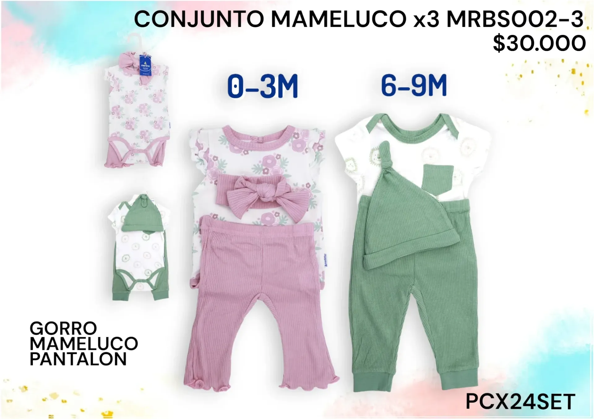 Conjunto Mameluco X3 Mrbs002-3 Pcx24Set