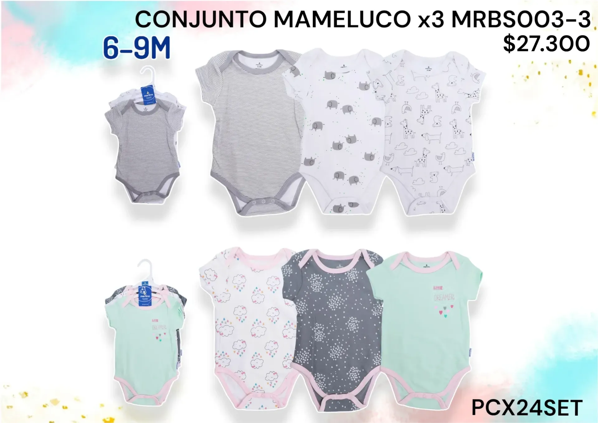 Conjunto Mameluco X3 Mrbs003-3 Pcx24Set