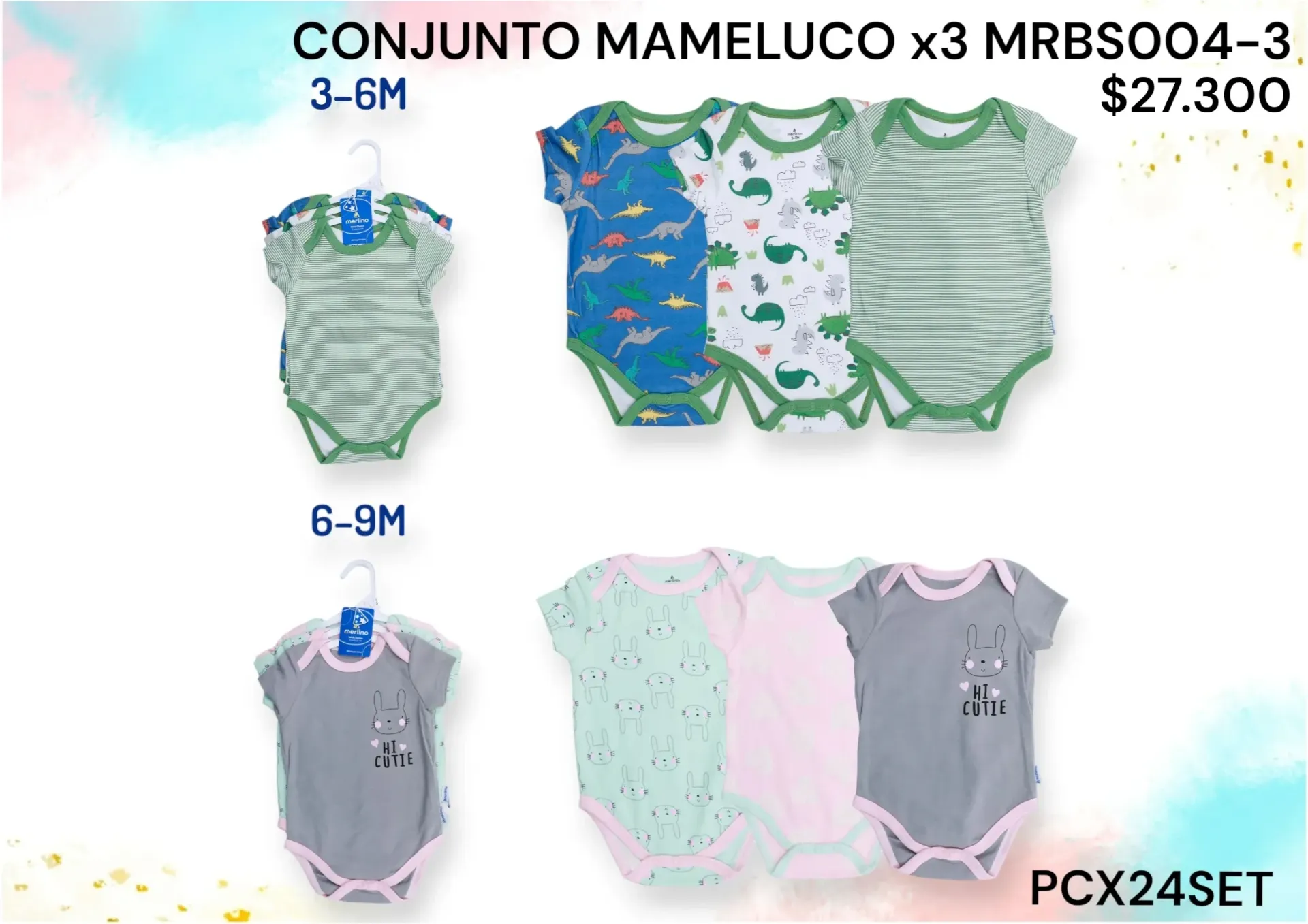 Conjunto Mameluco X3 Mrbs004-3 Pcx24Set
