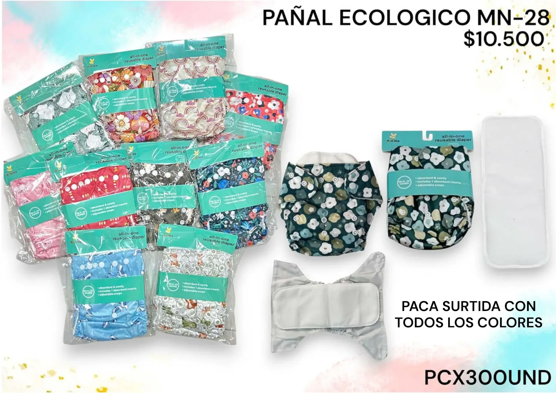 Pañal Ecologico Mn28 Pcx300Und Surtido